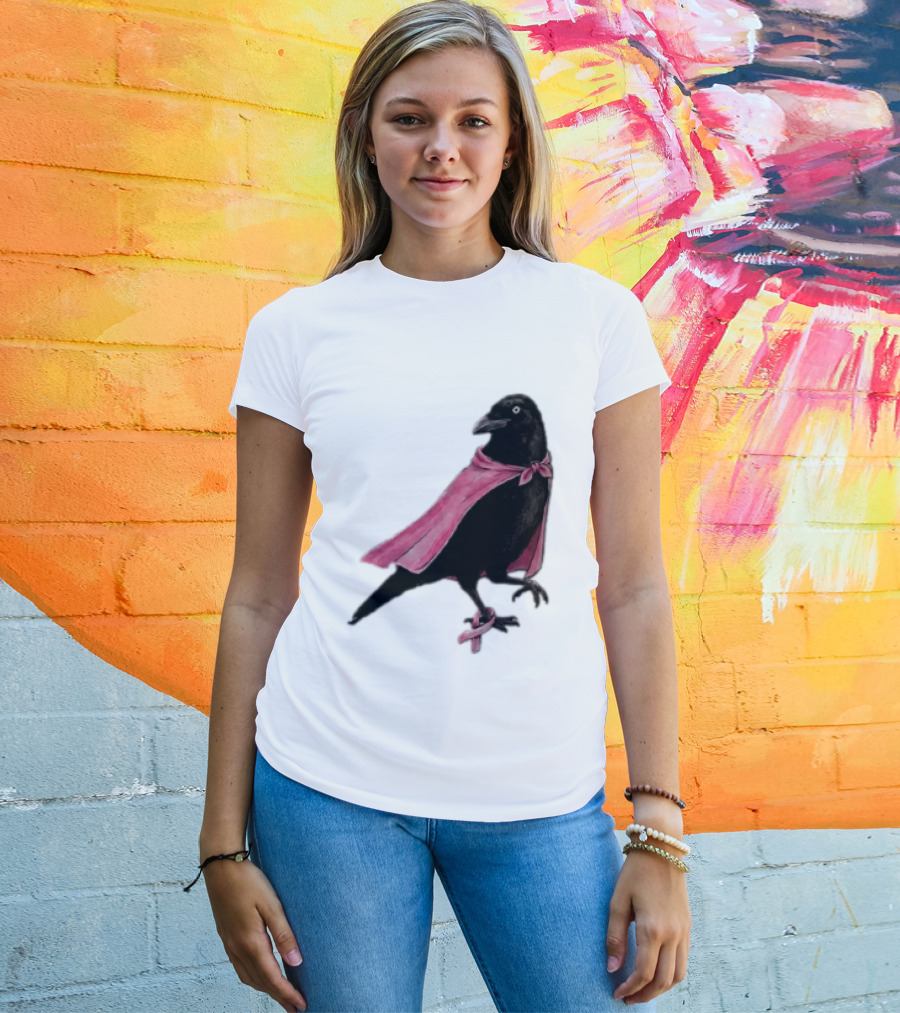 Breast Cancer Awareness Month Pink Ribbon Crow We Wear Pink In October T-Shirt