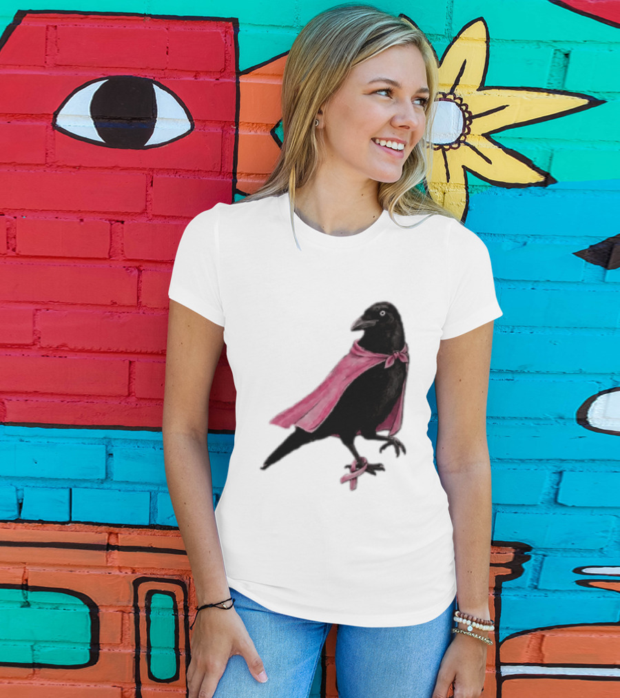 Breast Cancer Awareness Month Pink Ribbon Crow We Wear Pink In October T-Shirt