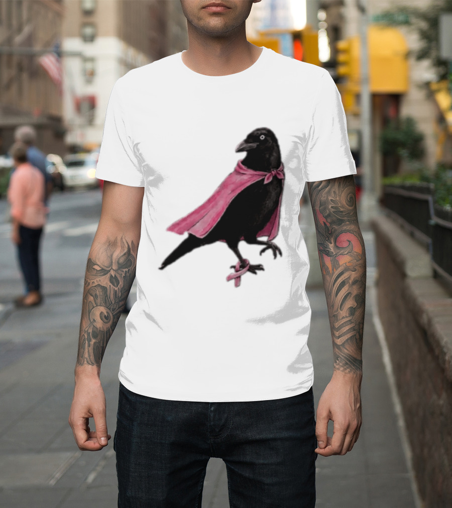 Breast Cancer Awareness Month Pink Ribbon Crow We Wear Pink In October T-Shirt