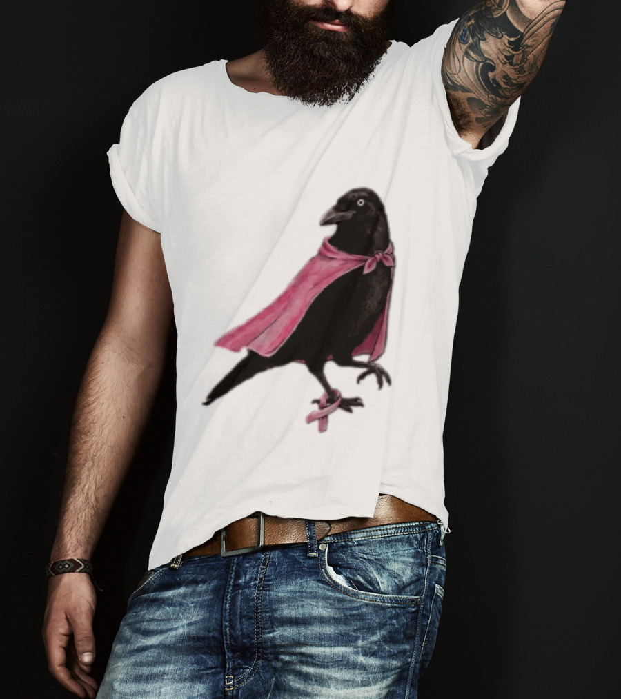 Breast Cancer Awareness Month Pink Ribbon Crow We Wear Pink In October T-Shirt