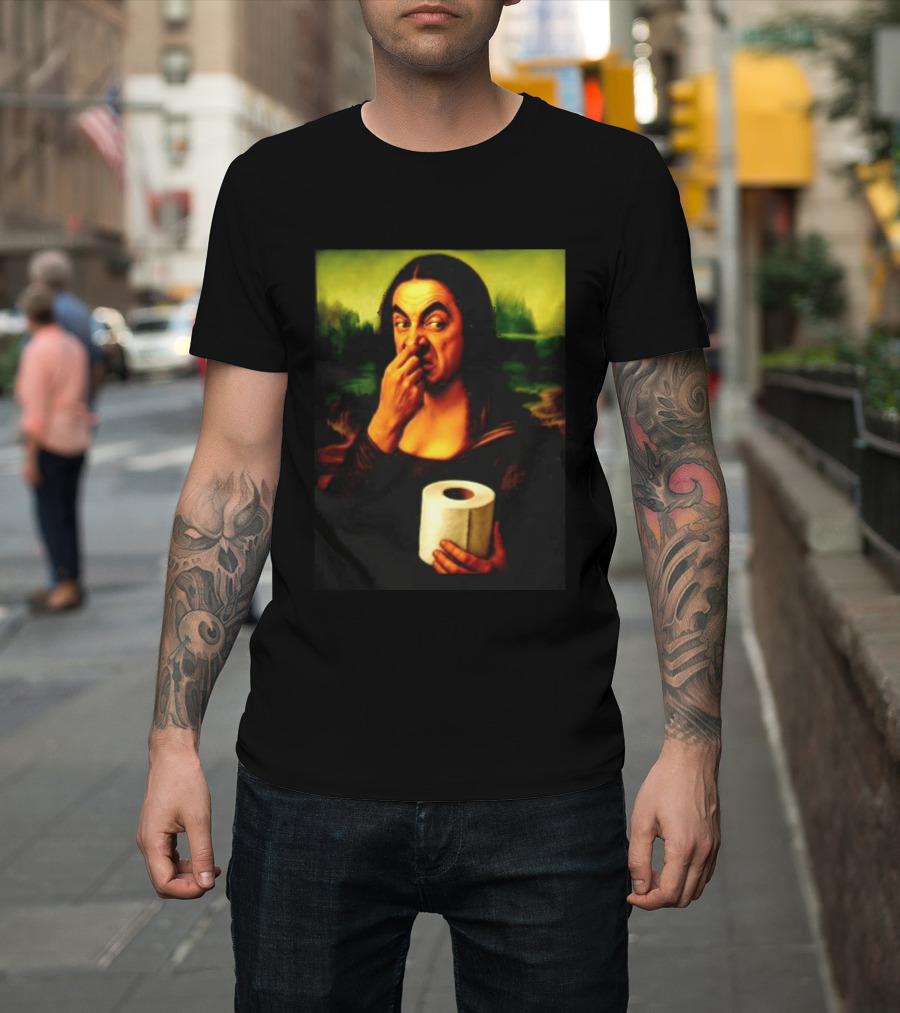 Rowan Atkinson Mona Lisa Nose Picking Toilet Roll Holding T-Shirt