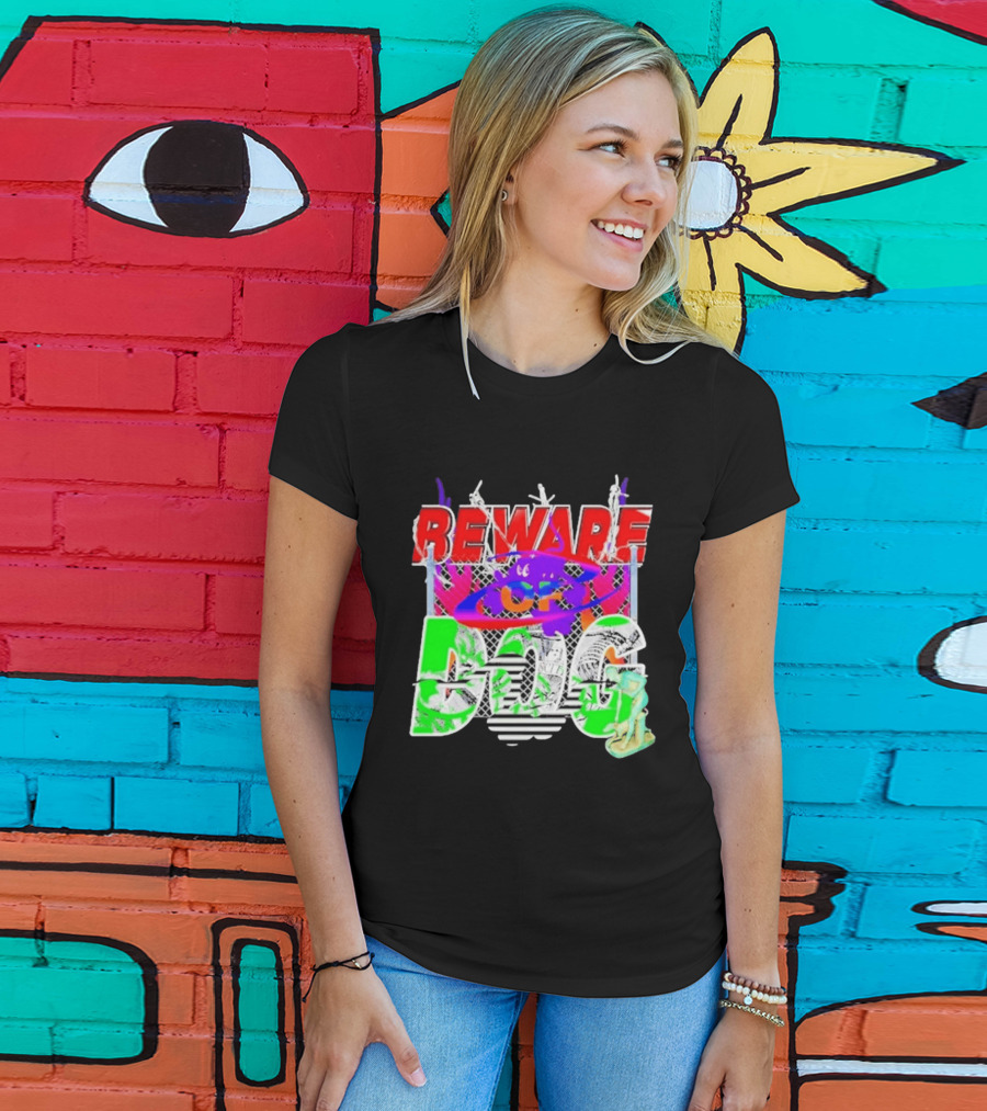 Beware Of Dog Streetwear Urban Graffiti Chain Link Fence T-Shirt