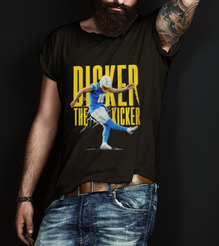 Cameron Dicker The Kicker Football Action Blue And Yellow T-Shirt