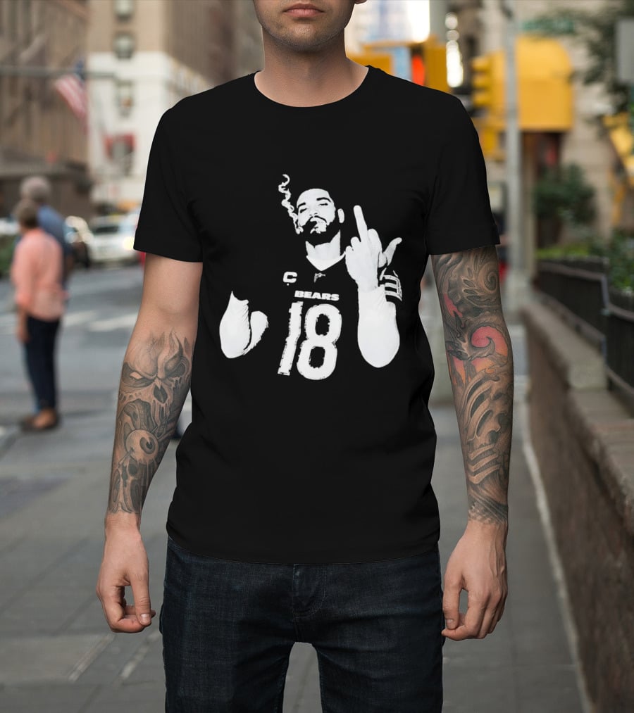 Chicago Bears 18 Player Cigar Beer Gesture Sports Fan T-Shirt