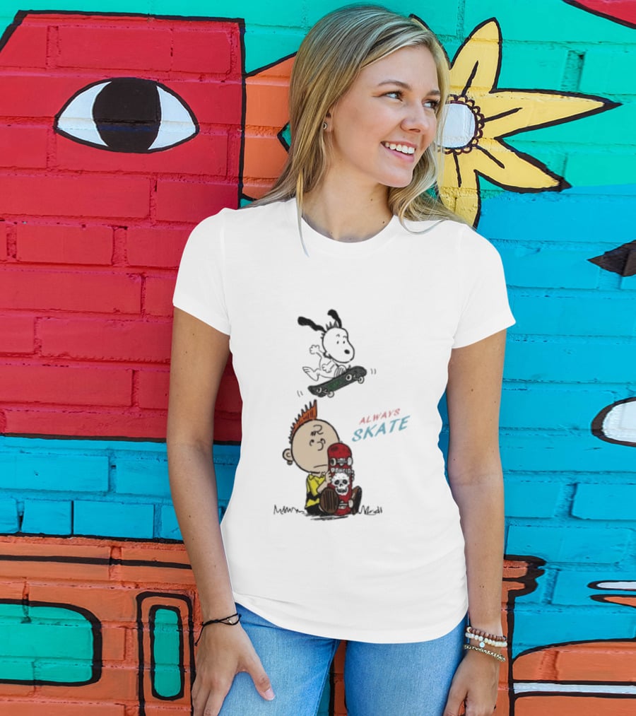Charlie Brown Snoopy Always Skate NOFX Rancid T-Shirt