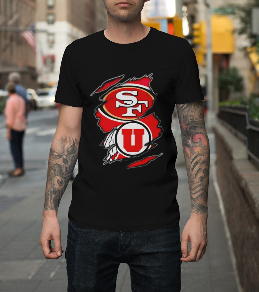 San Francisco 49ers Utah Utes SF U Ripped Combination T-Shirt