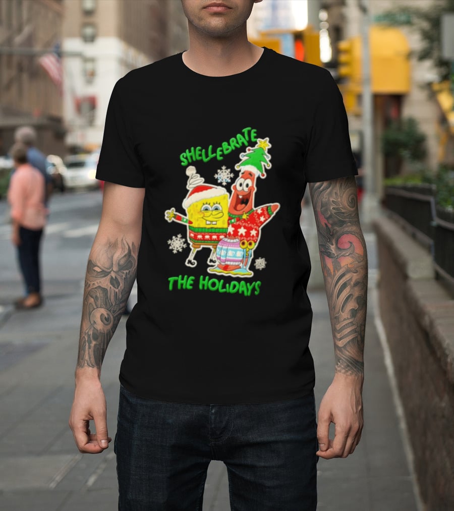 Shellebrate The Holidays With SpongeBob SquarePants And Patrick Star Festive Sweaters T-Shirt