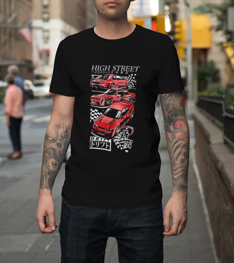 High Street Tokyo Drift Japanese Red Drift Cars T-Shirt