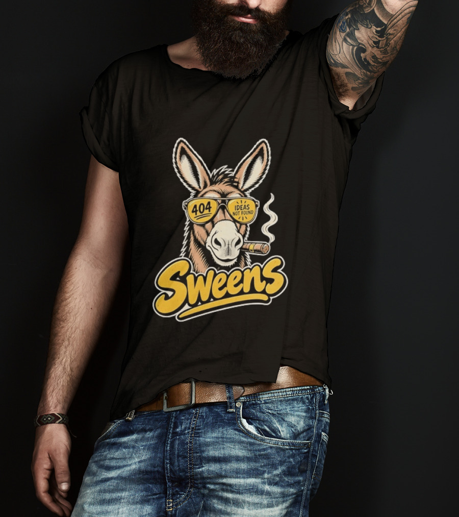 SweenS 404 Ideas Not Found Donkey Cigar Smoking Sunglasses T-Shirt