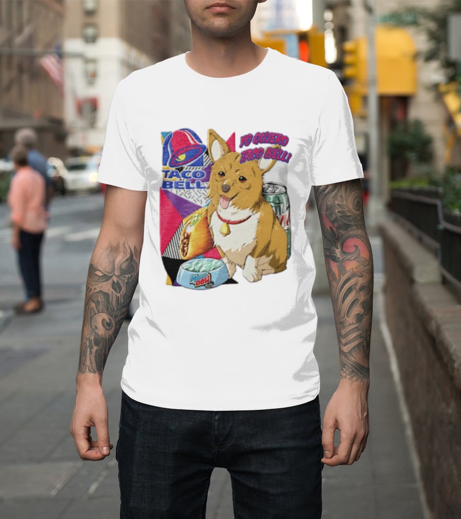 Taco Bell Yo Quiero Taco Bell Brown Corgi Dog Mountain Dew T-Shirt