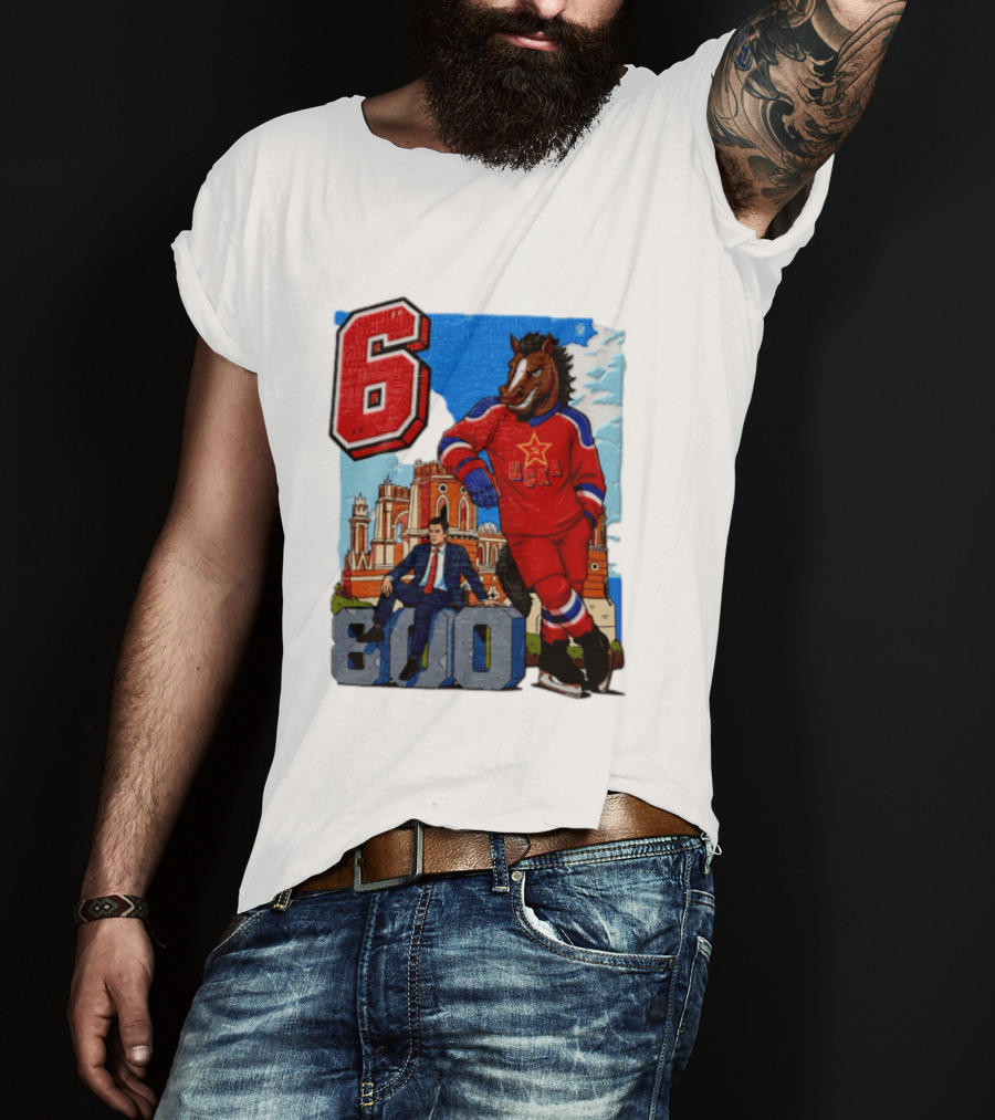 Valeri Kharlamov Cska Moscow KHL 6 800 Man In Suit With Stone Horse T-Shirt