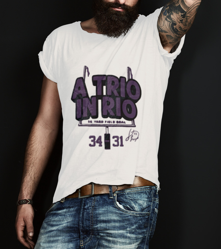 A Trio In Rio 34 31 Baltimore Ravens Victory Celebration T-Shirt