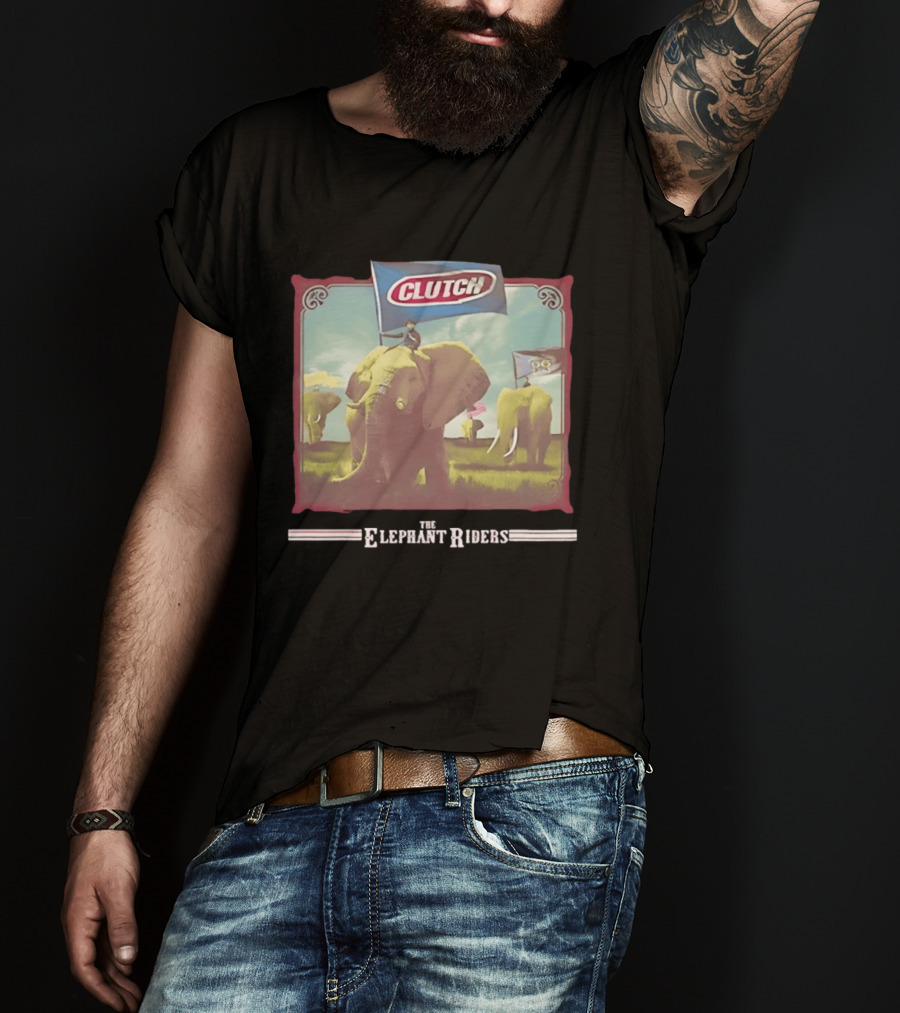 Clutch The Elephant Riders Alternative Metal Rock Music Elephant Banner T-Shirt