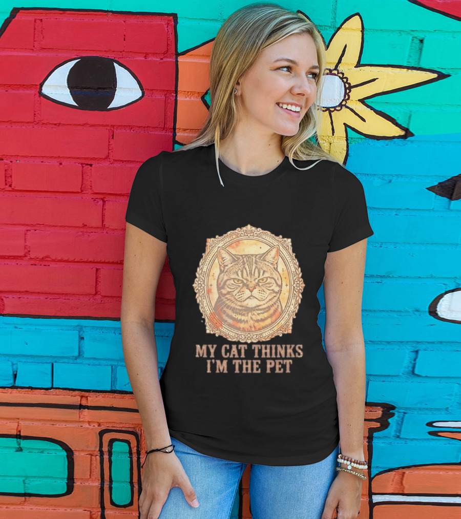 My Cat Thinks I'm The Pet Vintage Cat T-Shirt