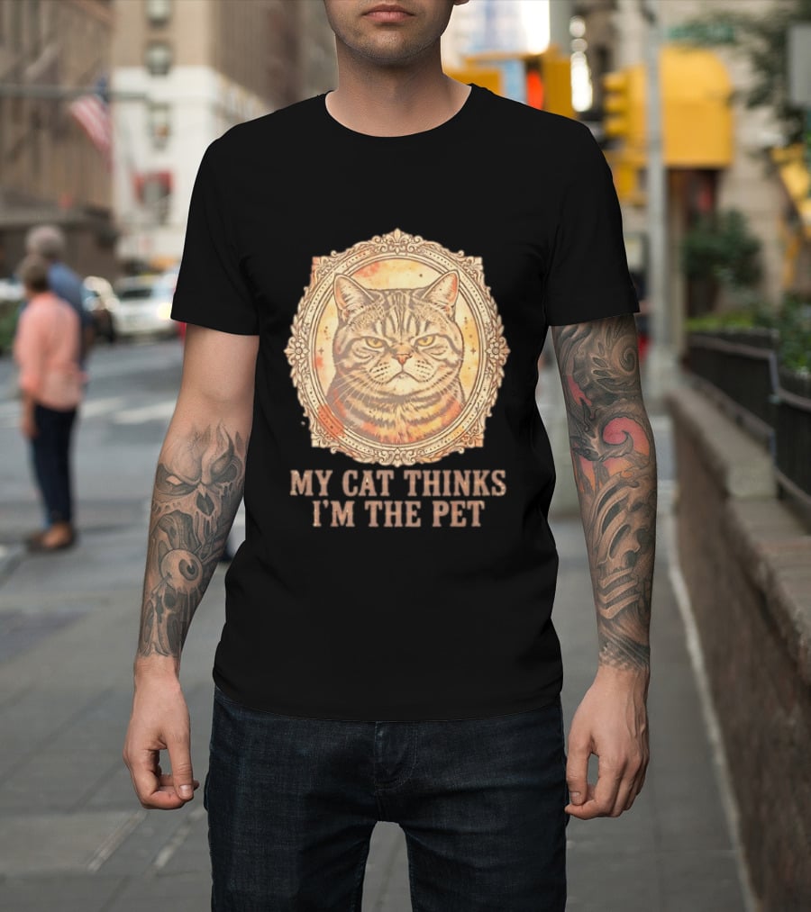 My Cat Thinks I'm The Pet Vintage Cat T-Shirt