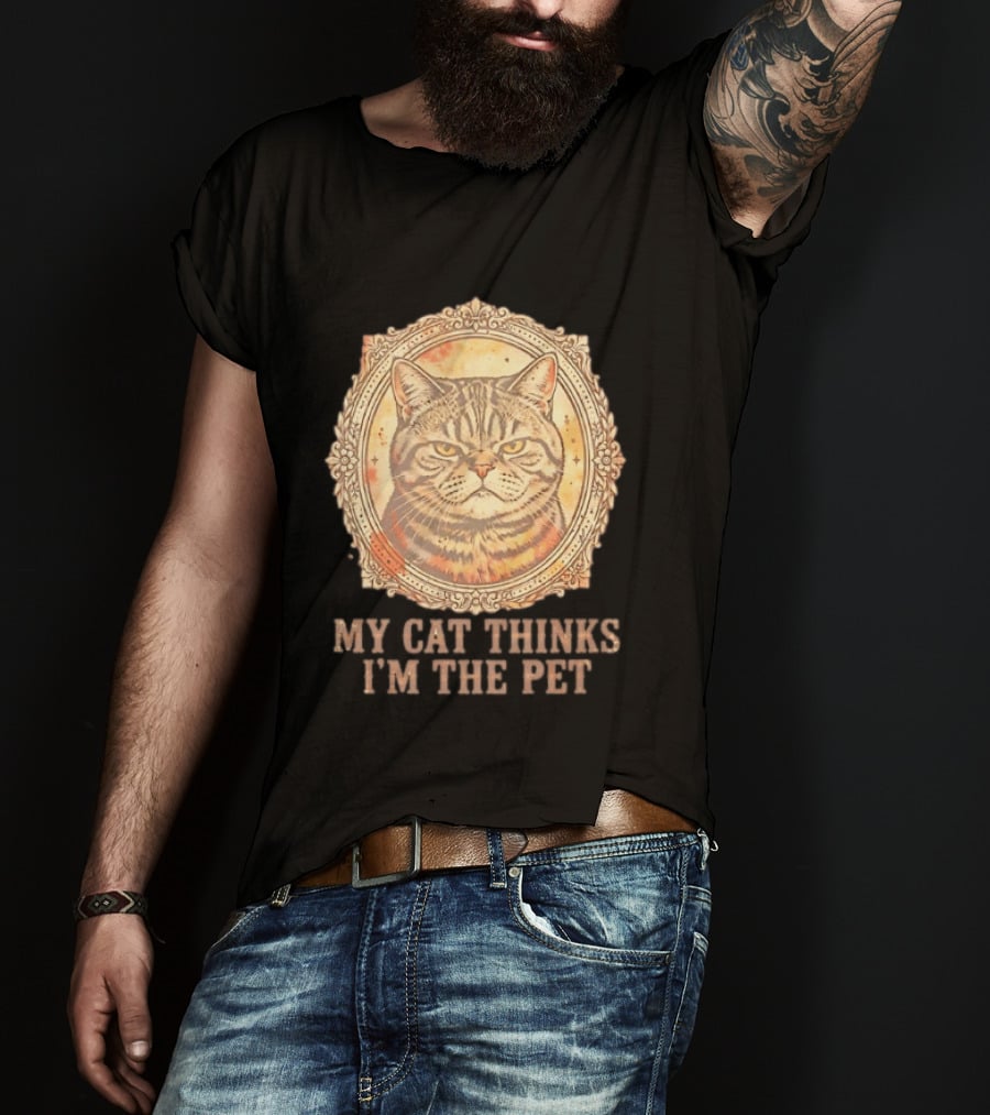My Cat Thinks I'm The Pet Vintage Cat T-Shirt