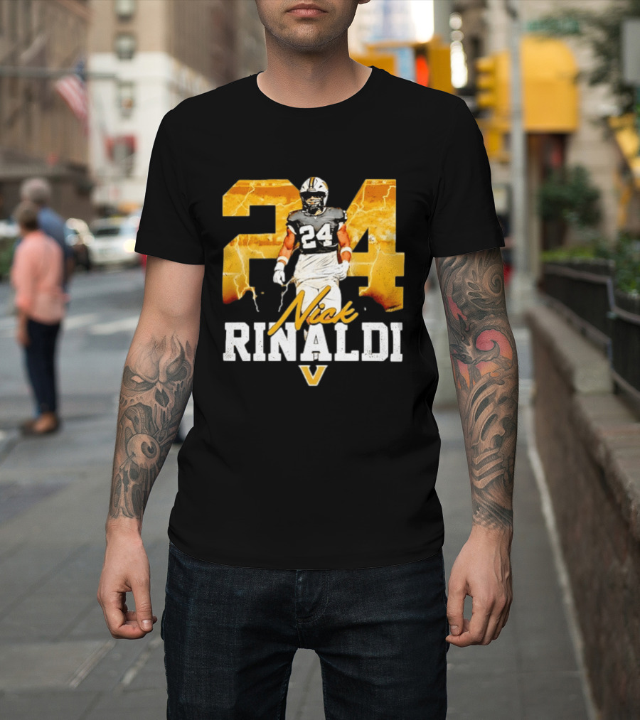 Nick Rinaldi 24 Vanderbilt Commodores NCAA Football Lightning T-Shirt