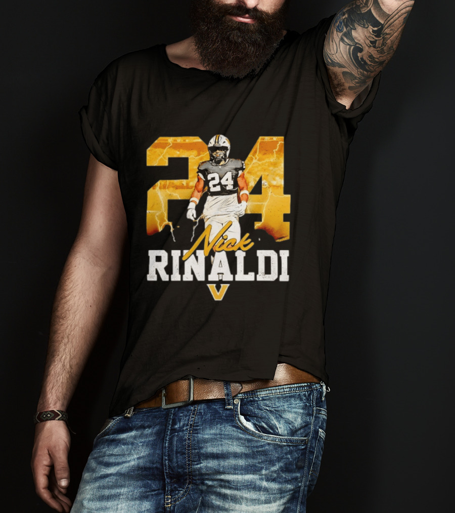 Nick Rinaldi 24 Vanderbilt Commodores NCAA Football Lightning T-Shirt