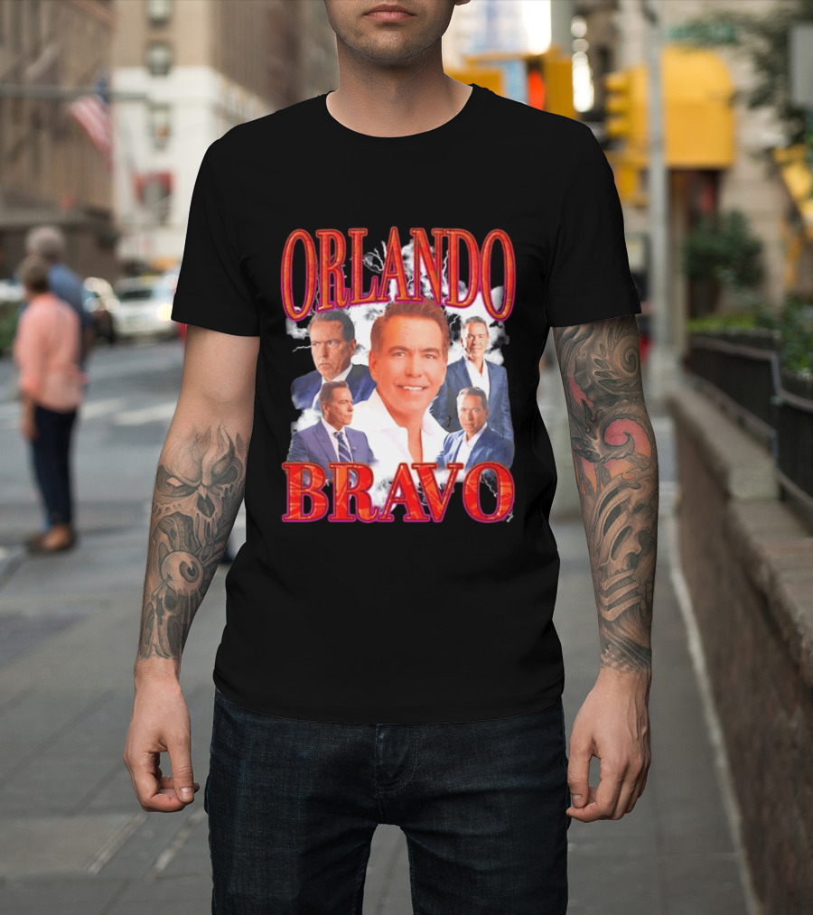 Orlando Bravo Red Text Multiple Portraits T-Shirt