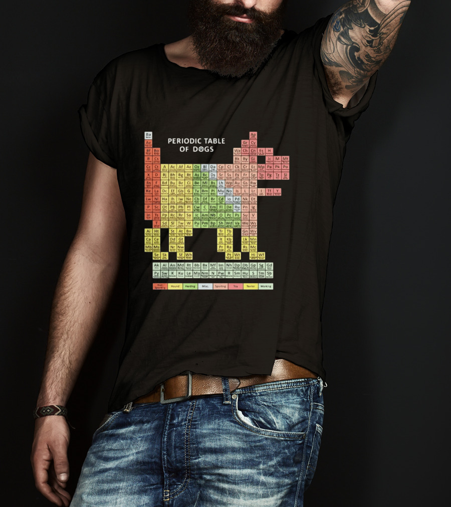 Periodic Table Of Dogs Breed Chart Non Sporting Hound Herding Misc Sporting Toy Terrier Working T-Shirt