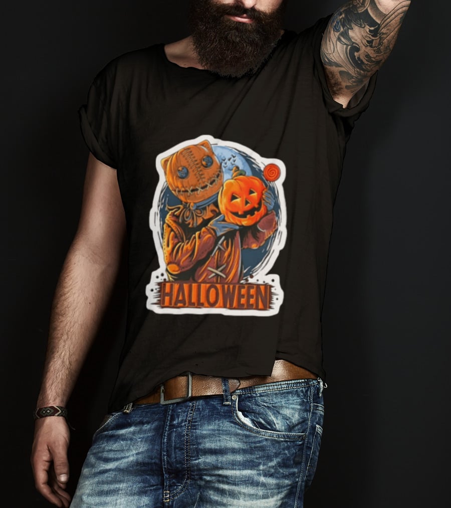 Halloween Sackman Pumpkin Lollipop Full Moon T-Shirt