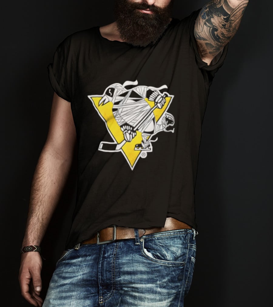 Pittsburgh Penguins Mummy Wrapped Hockey Stick Halloween 26 T-Shirt