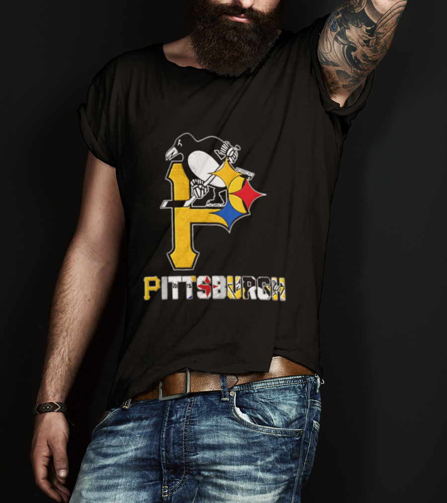 Pittsburgh Penguins Steelers P Logo Sport Map Iconic Team T-Shirt