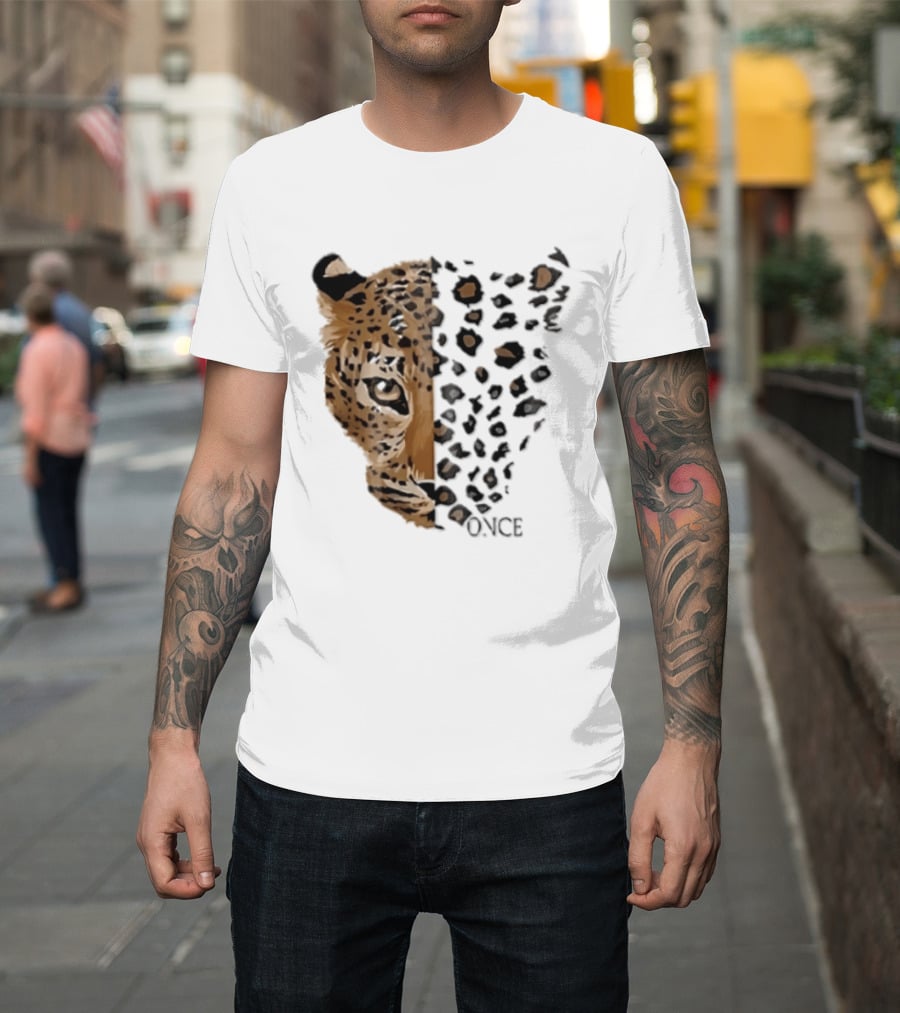 Once Leopard Face Half Animal Half Spots T-Shirt