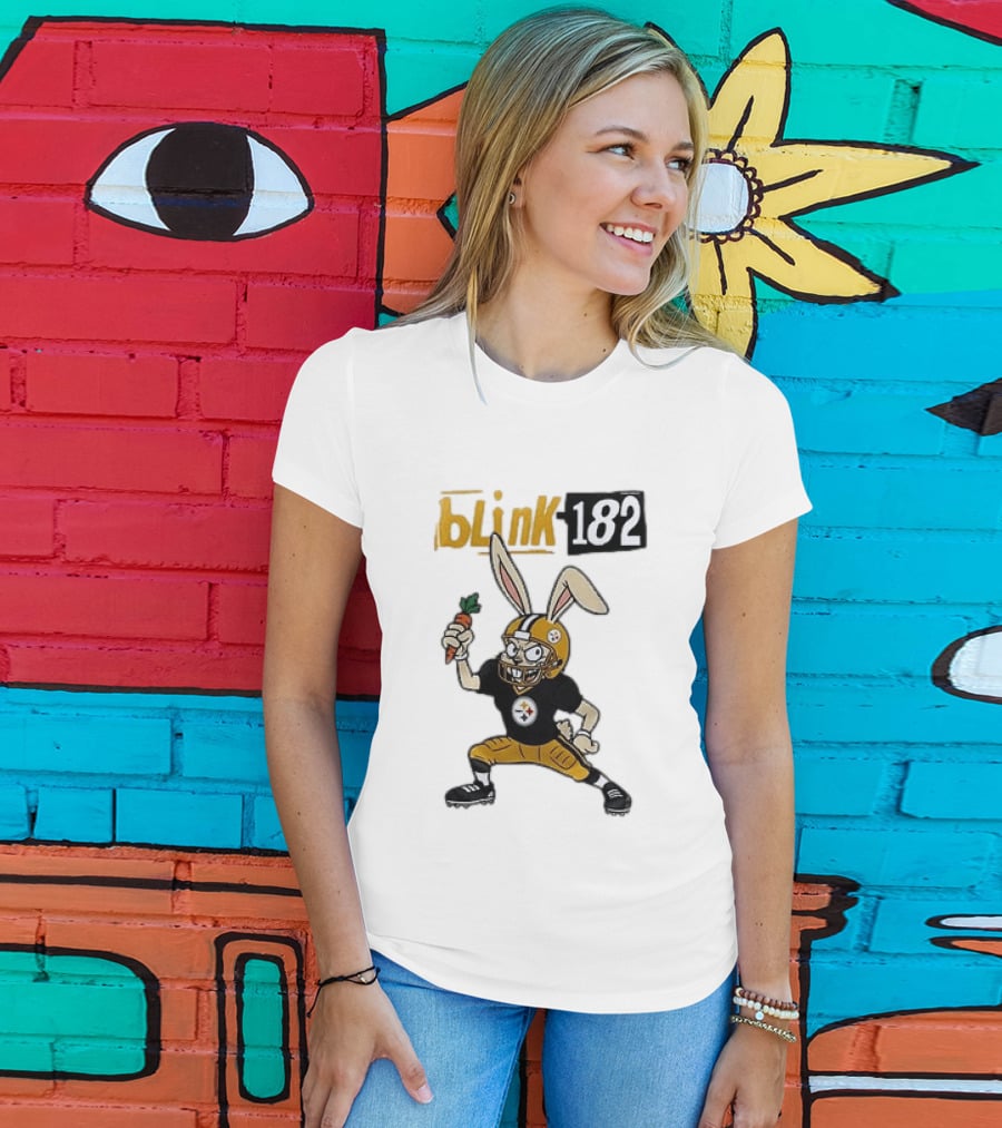 Blink 182 Pittsburgh Steelers Rabbit Football T-Shirt