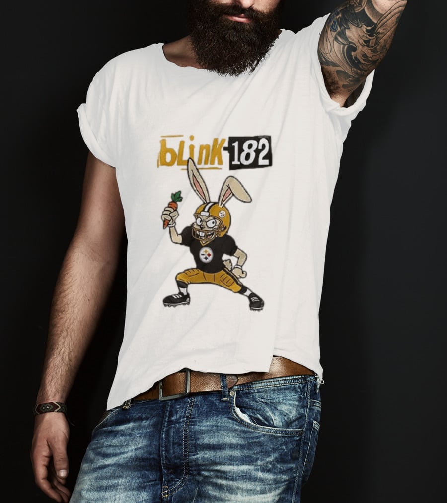 Blink 182 Pittsburgh Steelers Rabbit Football T-Shirt