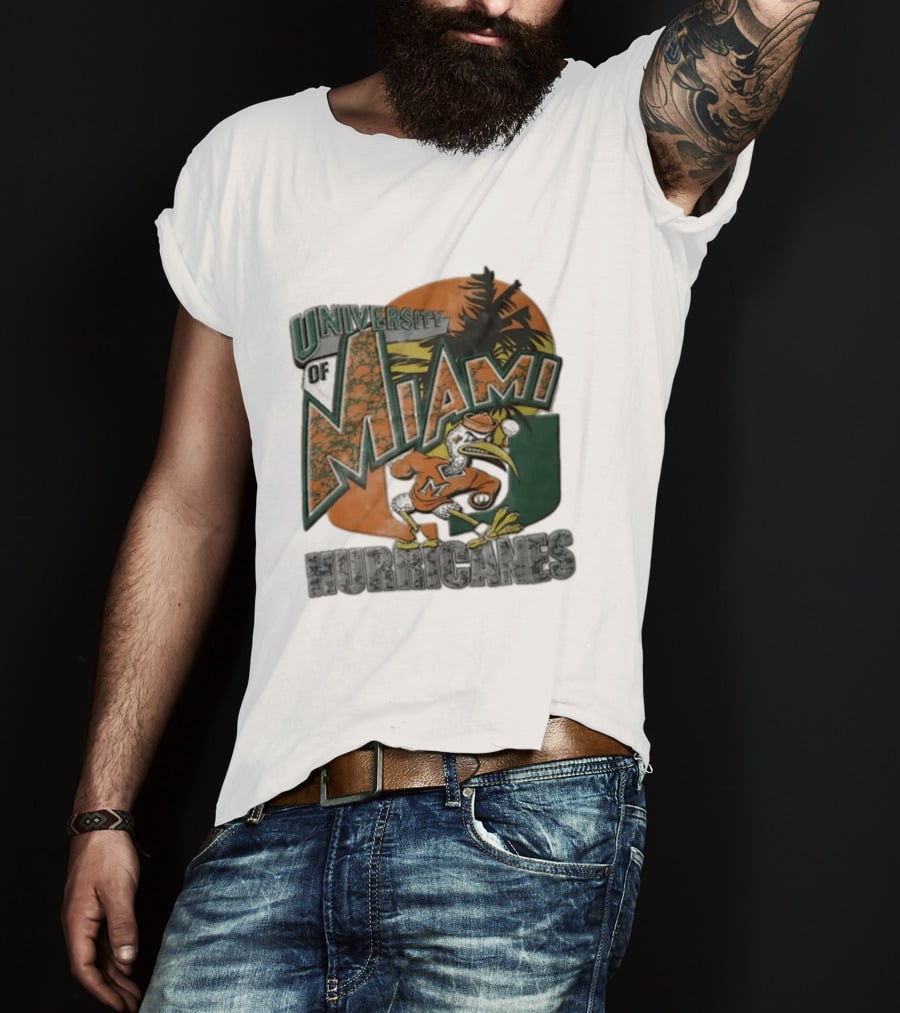 University Of Miami Hurricanes Sebastian Ibis Palm Tree T-Shirt