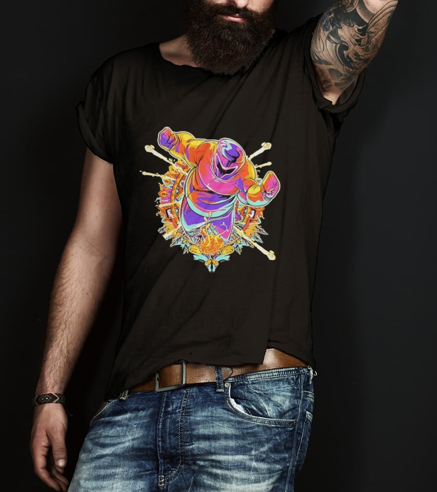 Colorful Psychedelic Boxer With Mandala And Brain Explosion T-Shirt