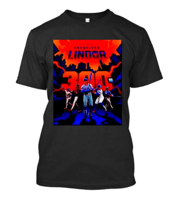 Francisco Lindor New York Mets 300 HR City Skyline Baseball Milestone T-Shirt
