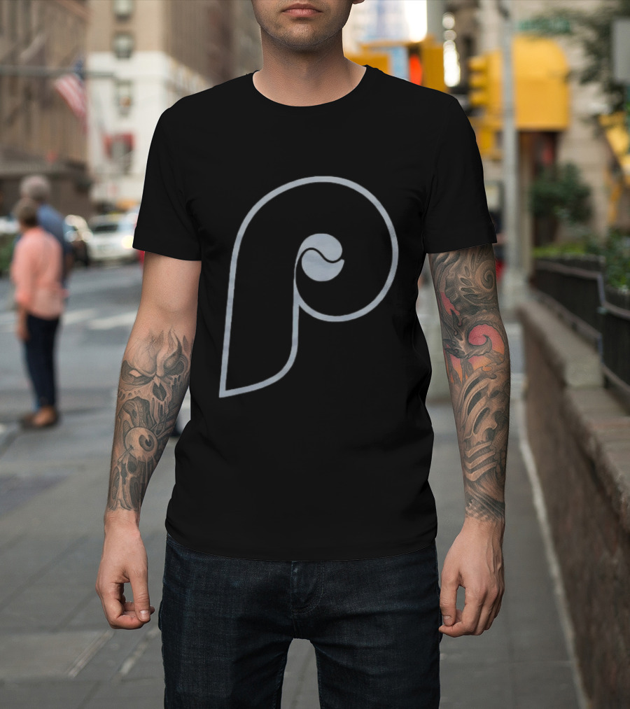Philadelphia Phillies Distressed Black Retro MLB T-Shirt