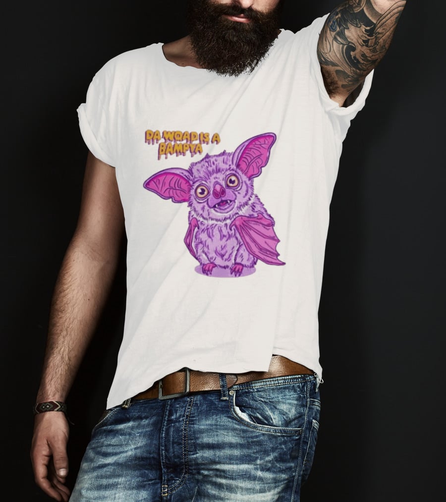 Da Woad Is A Bampya Purple Bat Vampire Cartoon T-Shirt