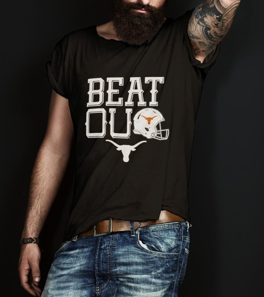 Texas Longhorns Beat OU Red River Rivalry Football Helmet Longhorn T-Shirt