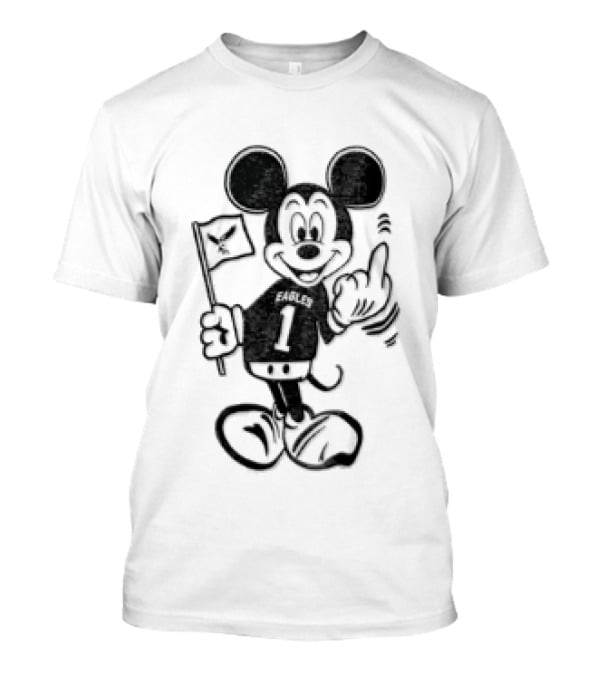 Jalen Hurts Philadelphia Eagles Mickey Mouse Holding Flag Middle Finger T-Shirt