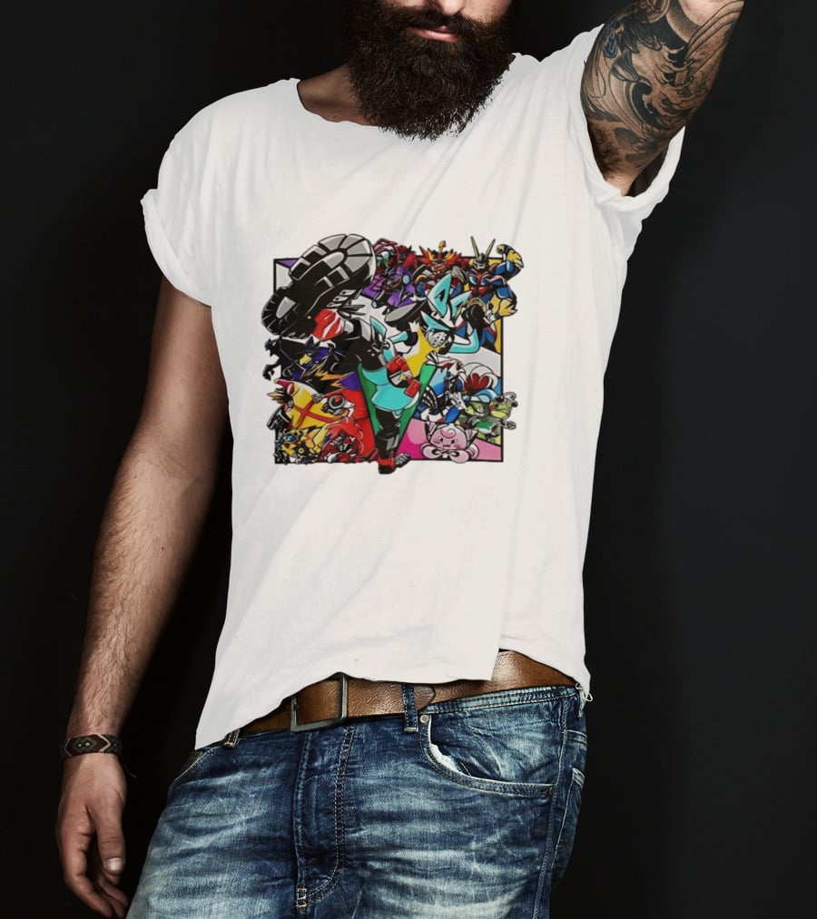 Lucario And Friends Anime Mashup With Megaman Yu Gi Oh Gundam Wigglytuff Pikachu Charizard T-Shirt