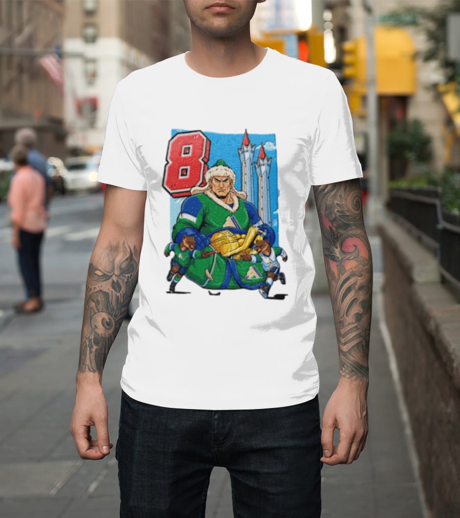 Shipachyov 8 Fur Hat Muscular Hockey Player Holding Gold Helmets T-Shirt