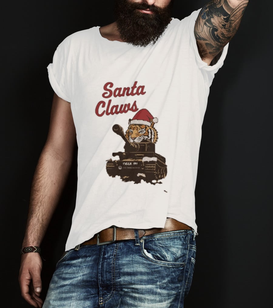 Santa Claws Tiger 131 Tank Museum Christmas T-Shirt