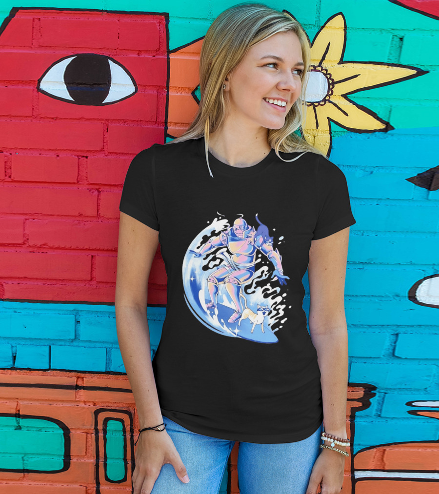 Alphonse Elric Surfing Adventure With Cool Cats On Waves T-Shirt
