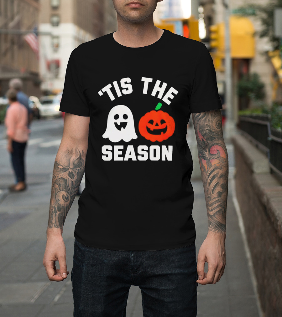 Tis The Season Ghost And Pumpkin Halloween T-Shirt