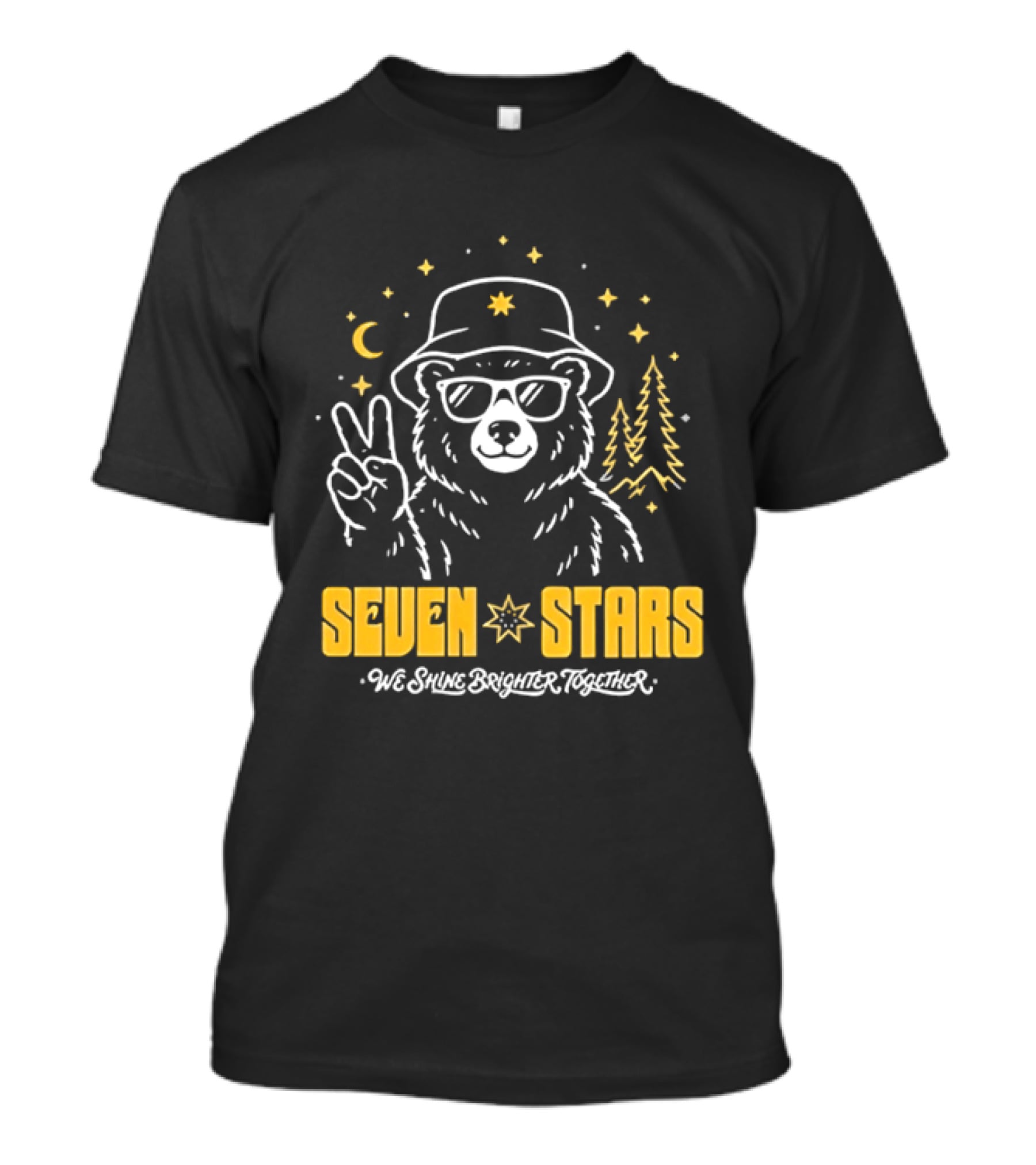 Seven Stars Peaceful Bear At Night We Shine Brighter Together T-Shirt