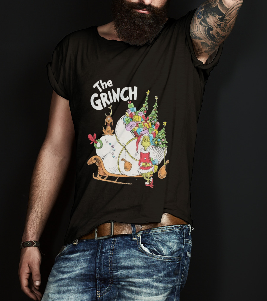 The Grinch Christmas Sleigh With Max And Presents T-Shirt