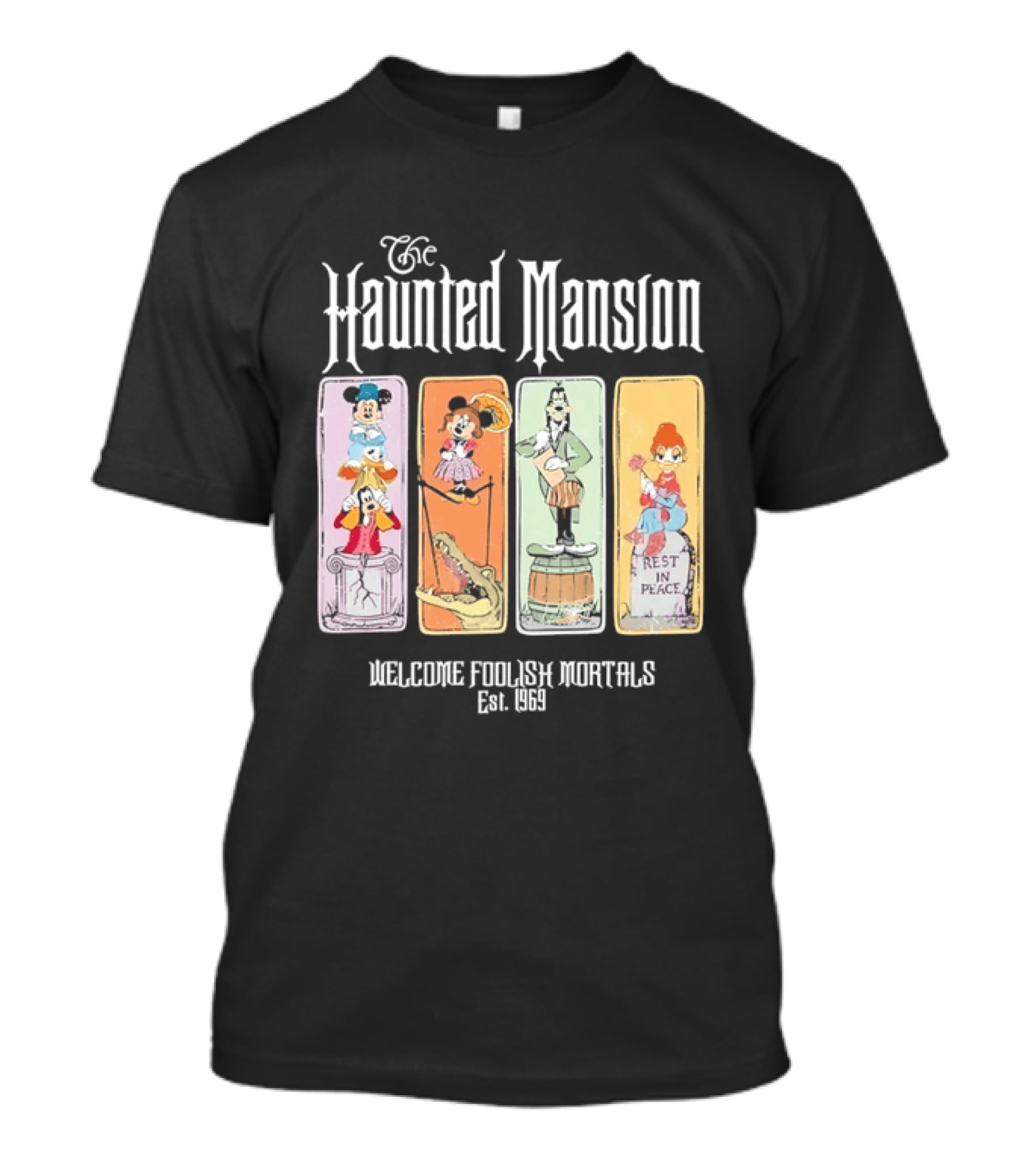 The Haunted Mansion Welcome Foolish Mortals Est 1969 Distressed T-Shirt