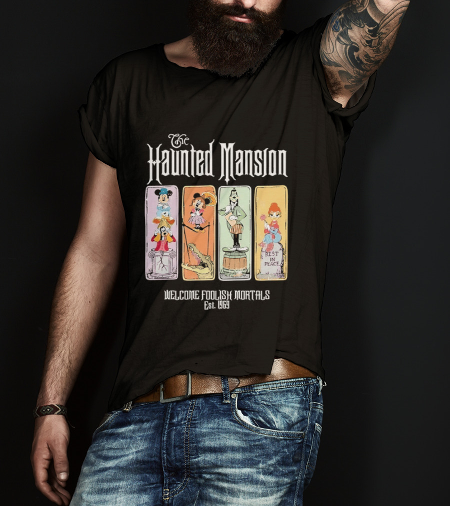 The Haunted Mansion Welcome Foolish Mortals Est 1969 Distressed T-Shirt