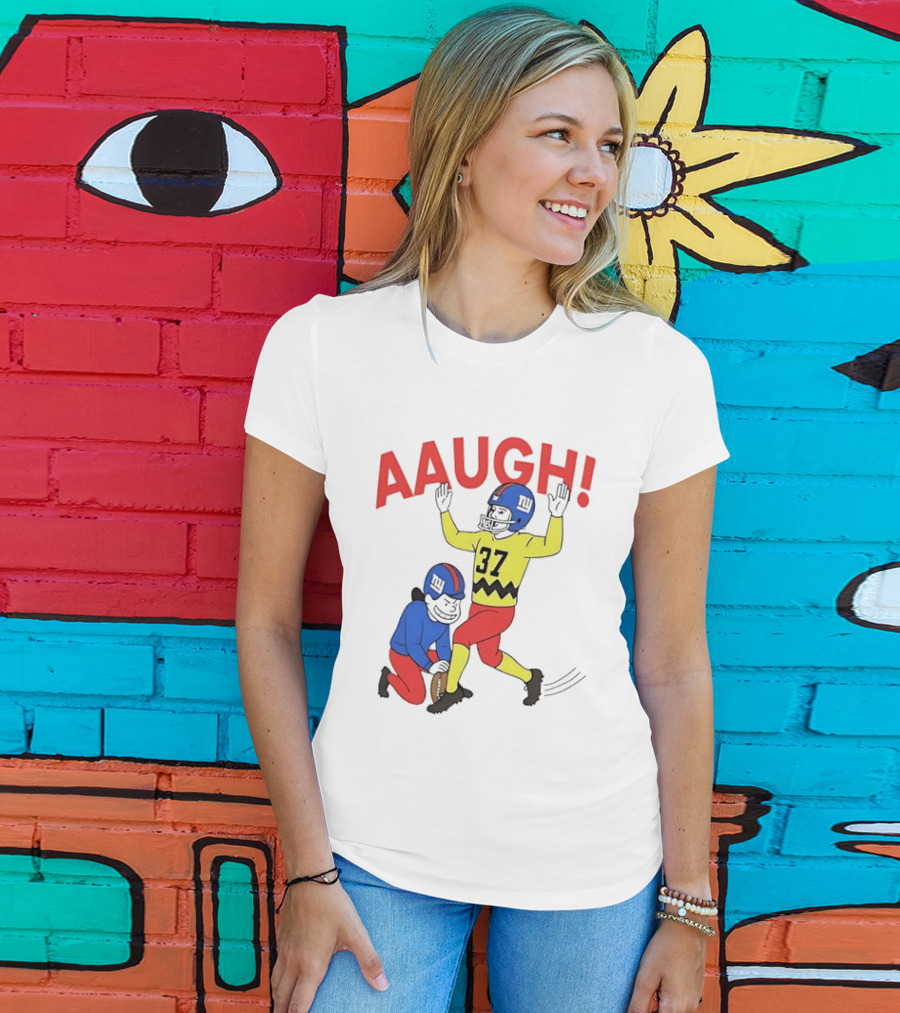 Charlie Brown New York Giants AAUGH Football 37 Peanuts Comic T-Shirt