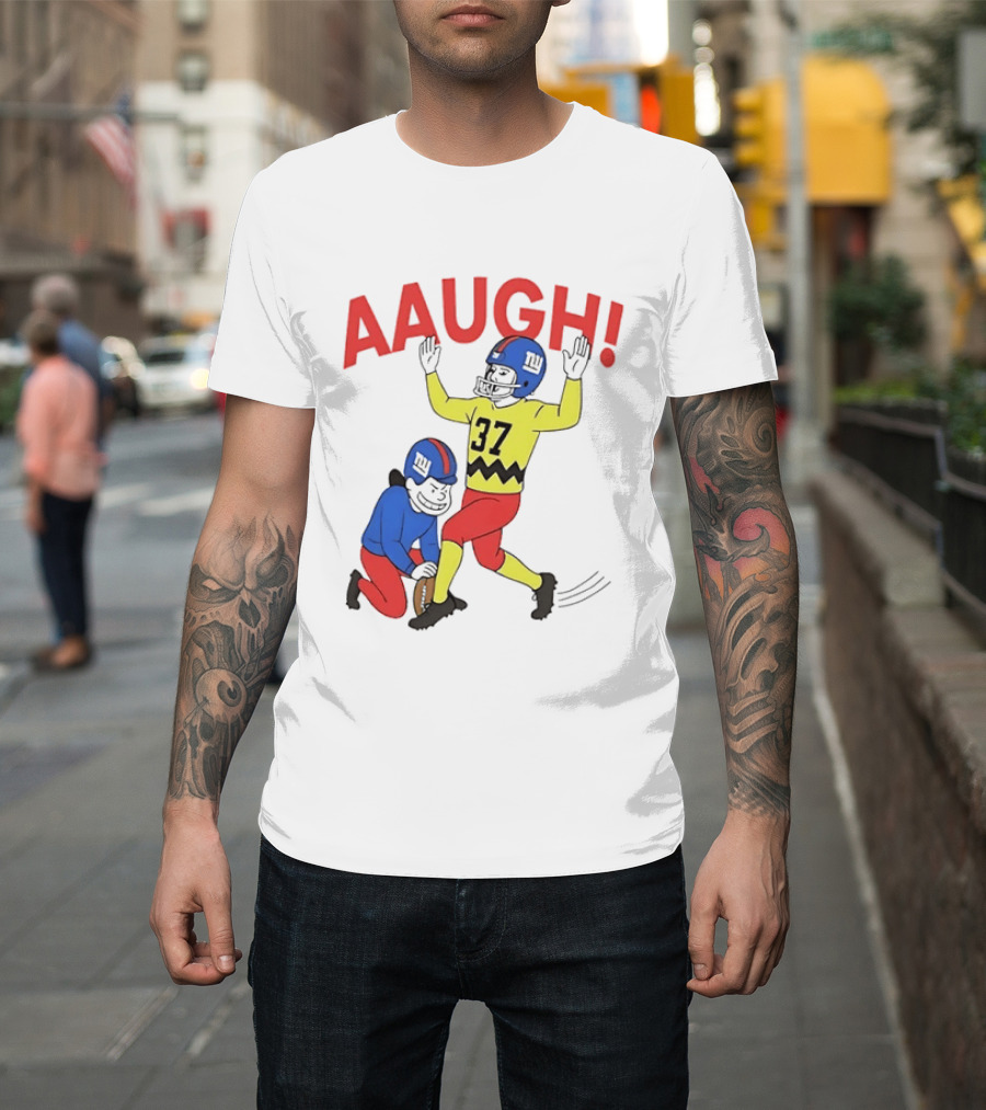 Charlie Brown New York Giants AAUGH Football 37 Peanuts Comic T-Shirt