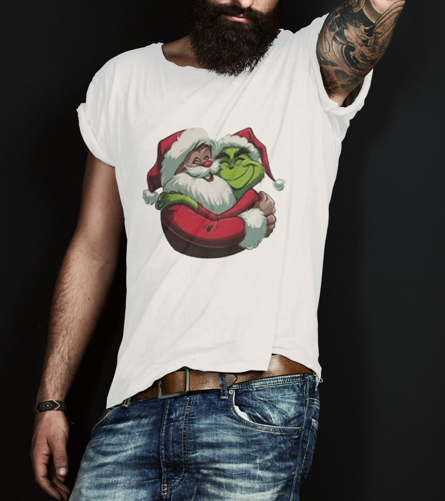 Grinch And Santa Embrace Christmas Magnet T-Shirt