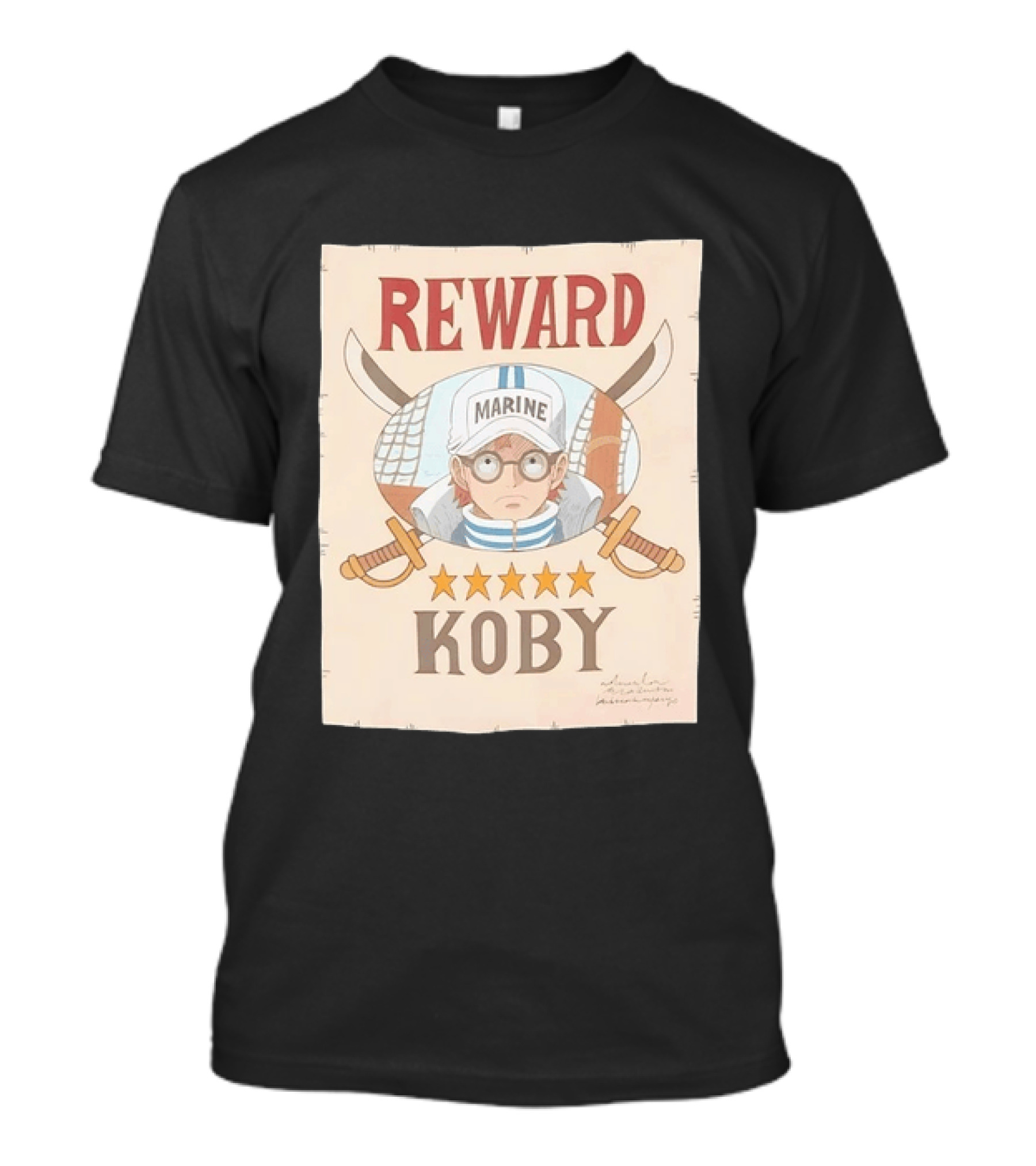 Reward Marine Koby One Piece Anime Five Stars T-Shirt